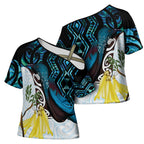 New Zealand Silver Fern Tui Bird Cross Shoulder Shirt Maori Kowhai Paua Shell Taniko Motifs - Aussie Hoodie