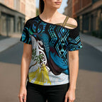 New Zealand Silver Fern Tui Bird Cross Shoulder Shirt Maori Kowhai Paua Shell Taniko Motifs - Aussie Hoodie