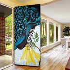 New Zealand Silver Fern Tui Bird Door Cover Maori Kowhai Paua Shell Taniko Motifs - Aussie Hoodie