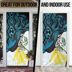 New Zealand Silver Fern Tui Bird Door Cover Maori Kowhai Paua Shell Taniko Motifs - Aussie Hoodie