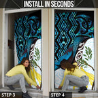 New Zealand Silver Fern Tui Bird Door Cover Maori Kowhai Paua Shell Taniko Motifs - Aussie Hoodie
