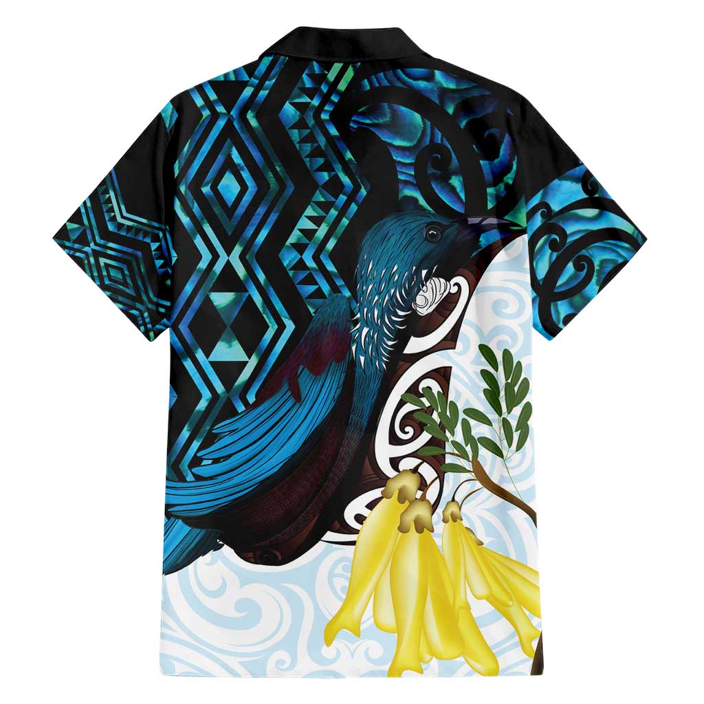 New Zealand Silver Fern Tui Bird Hawaiian Shirt Maori Kowhai Paua Shell Taniko Motifs