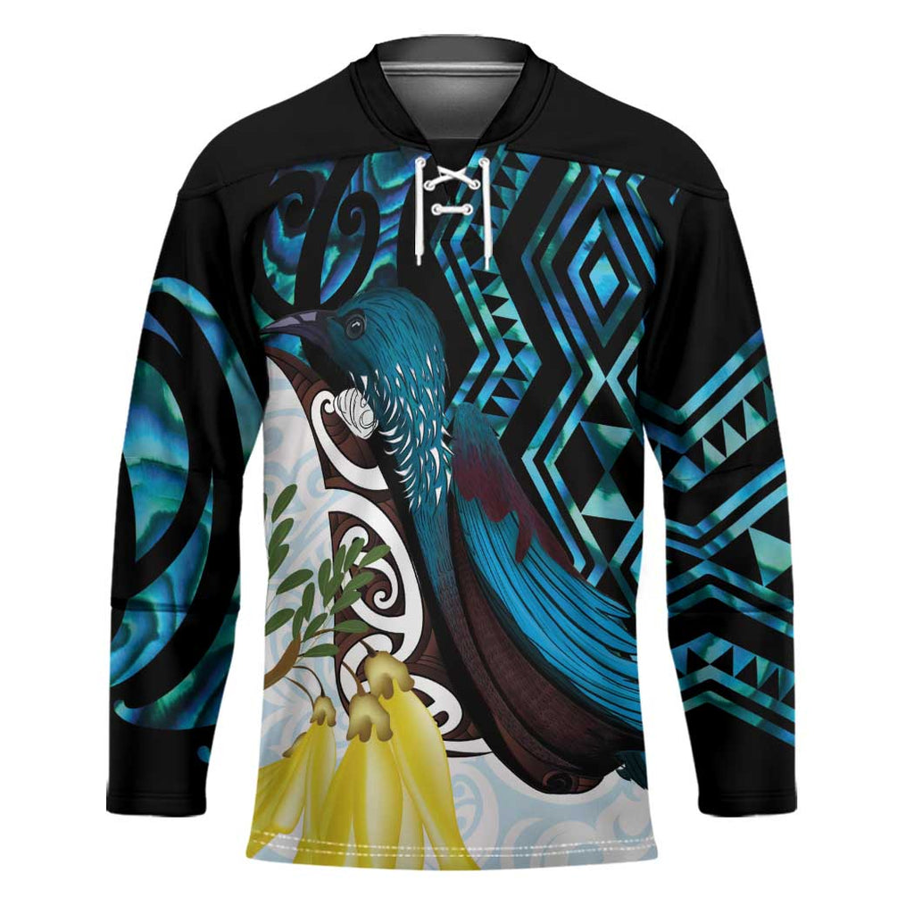 New Zealand Silver Fern Tui Bird Hockey Jersey Maori Kowhai Paua Shell Taniko Motifs - Aussie Hoodie