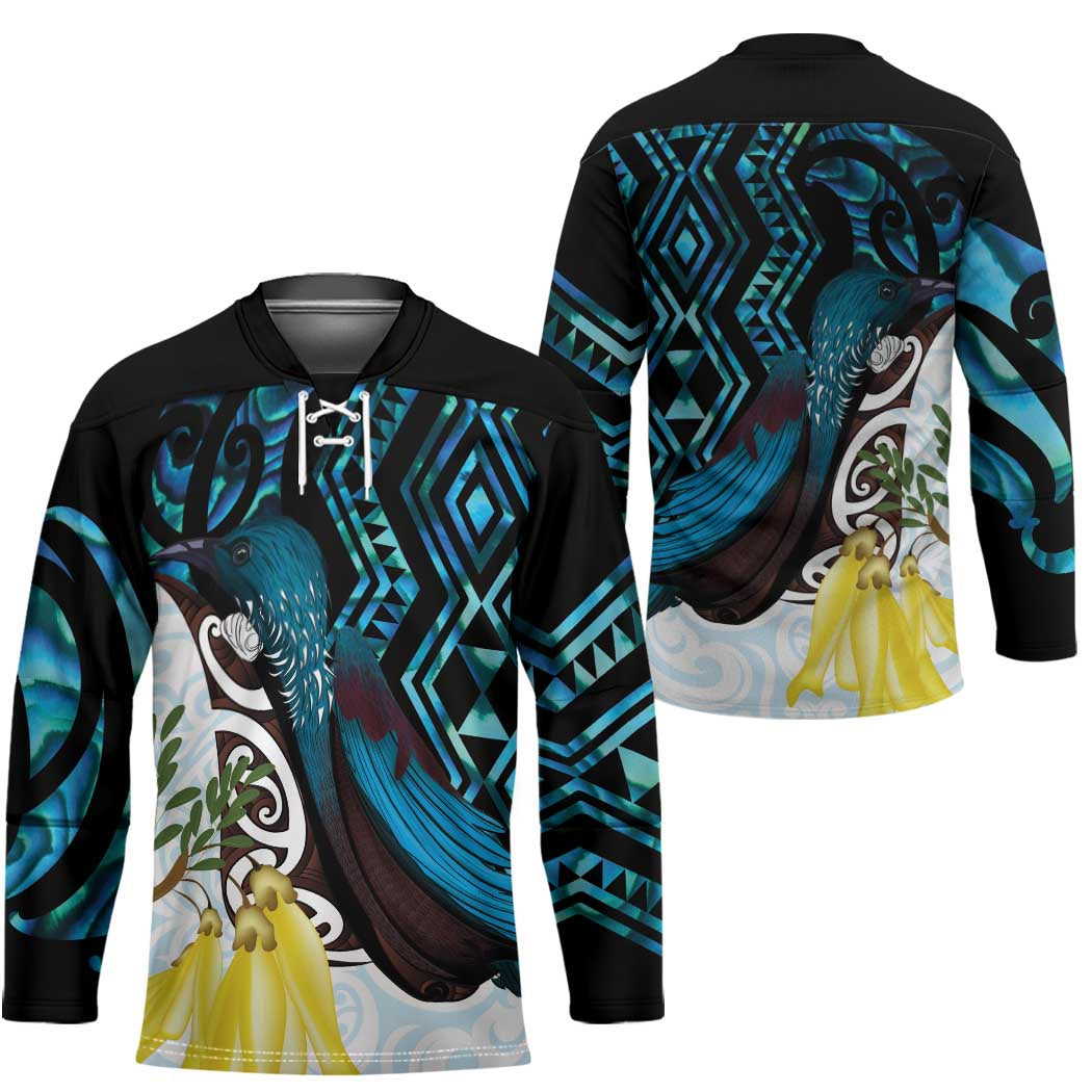 New Zealand Silver Fern Tui Bird Hockey Jersey Maori Kowhai Paua Shell Taniko Motifs - Aussie Hoodie