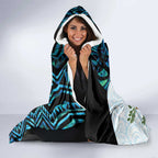 New Zealand Silver Fern Tui Bird Hooded Blanket Maori Kowhai Paua Shell Taniko Motifs