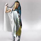 New Zealand Silver Fern Tui Bird Hooded Blanket Maori Kowhai Paua Shell Taniko Motifs