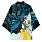 New Zealand Silver Fern Tui Bird Kimono Maori Kowhai Paua Shell Taniko Motifs - Aussie Hoodie
