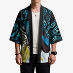New Zealand Silver Fern Tui Bird Kimono Maori Kowhai Paua Shell Taniko Motifs - Aussie Hoodie