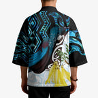 New Zealand Silver Fern Tui Bird Kimono Maori Kowhai Paua Shell Taniko Motifs - Aussie Hoodie