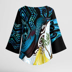 New Zealand Silver Fern Tui Bird Kimono Sleeve Blouse Maori Kowhai Paua Shell Taniko Motifs - Aussie Hoodie