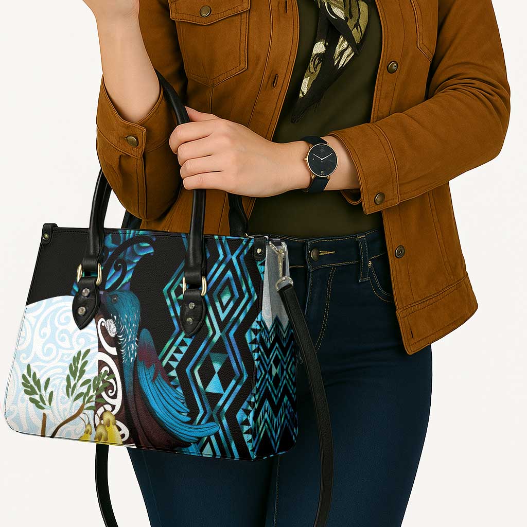 New Zealand Silver Fern Tui Bird Leather Bag Maori Kowhai Paua Shell Taniko Motifs - Aussie Hoodie