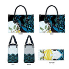 New Zealand Silver Fern Tui Bird Leather Bag Maori Kowhai Paua Shell Taniko Motifs - Aussie Hoodie