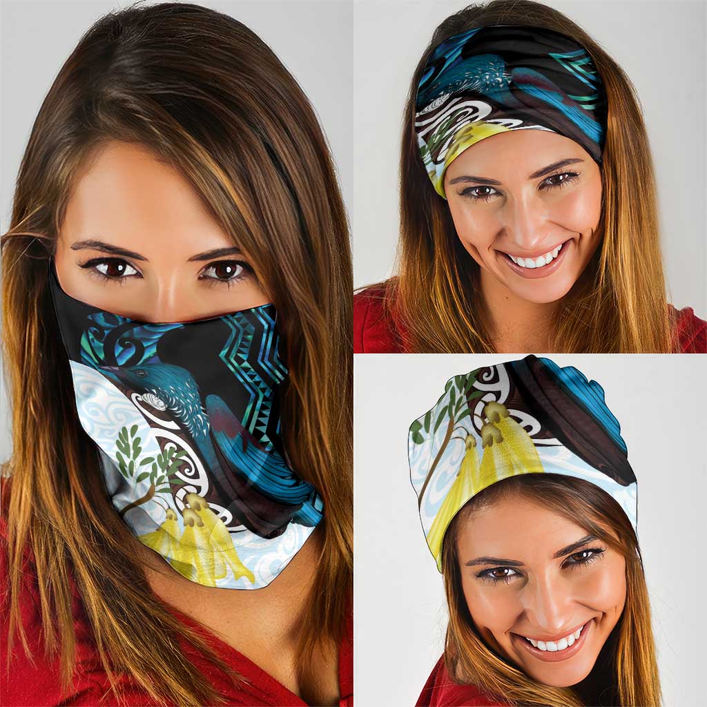 New Zealand Silver Fern Tui Bird Neck Gaiter Maori Kowhai Paua Shell Taniko Motifs - Aussie Hoodie