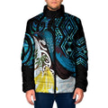 New Zealand Silver Fern Tui Bird Padded Jacket Maori Kowhai Paua Shell Taniko Motifs - Aussie Hoodie