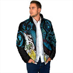 New Zealand Silver Fern Tui Bird Padded Jacket Maori Kowhai Paua Shell Taniko Motifs - Aussie Hoodie