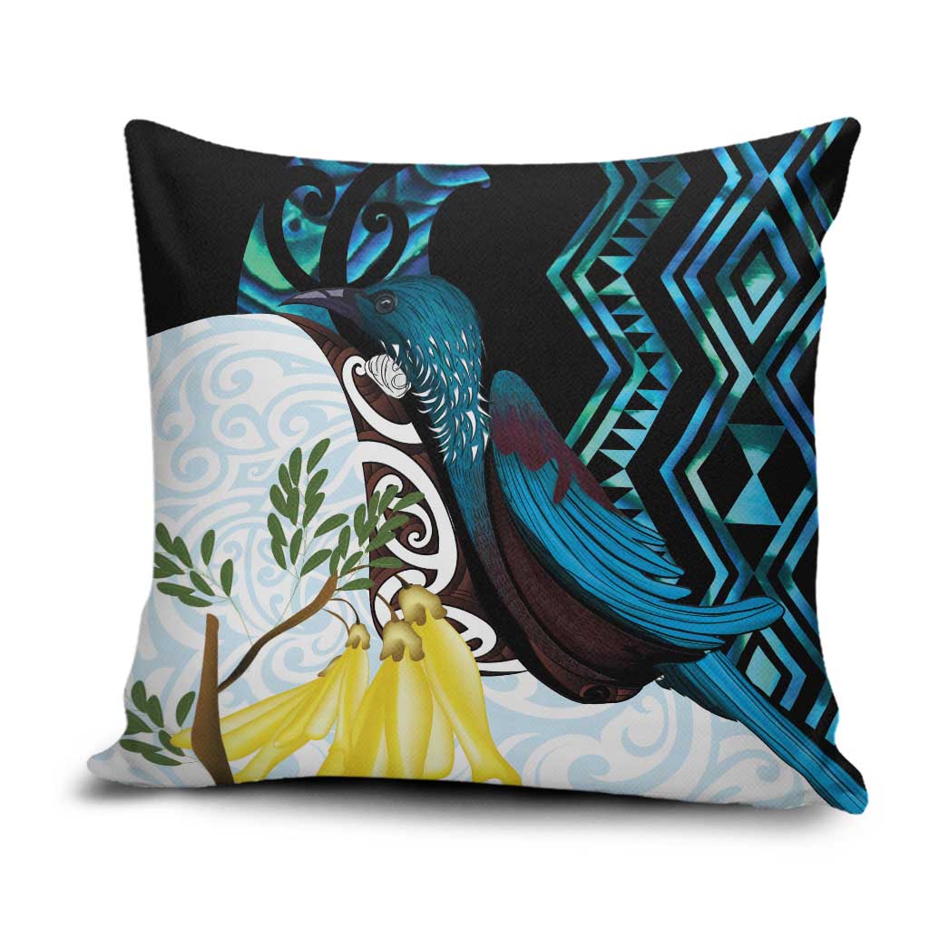 New Zealand Silver Fern Tui Bird Pillow Cover Maori Kowhai Paua Shell Taniko Motifs - Aussie Hoodie