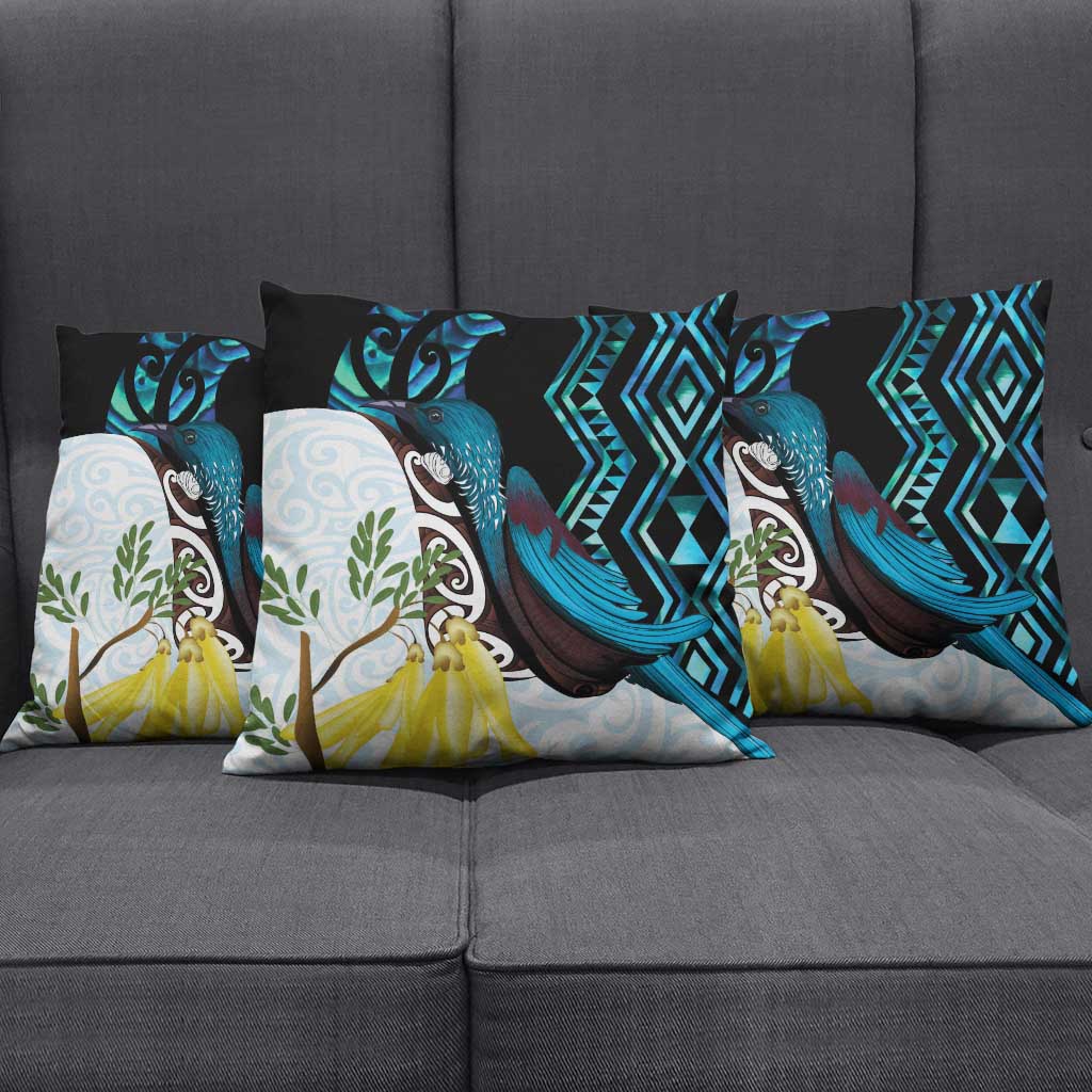 New Zealand Silver Fern Tui Bird Pillow Cover Maori Kowhai Paua Shell Taniko Motifs - Aussie Hoodie