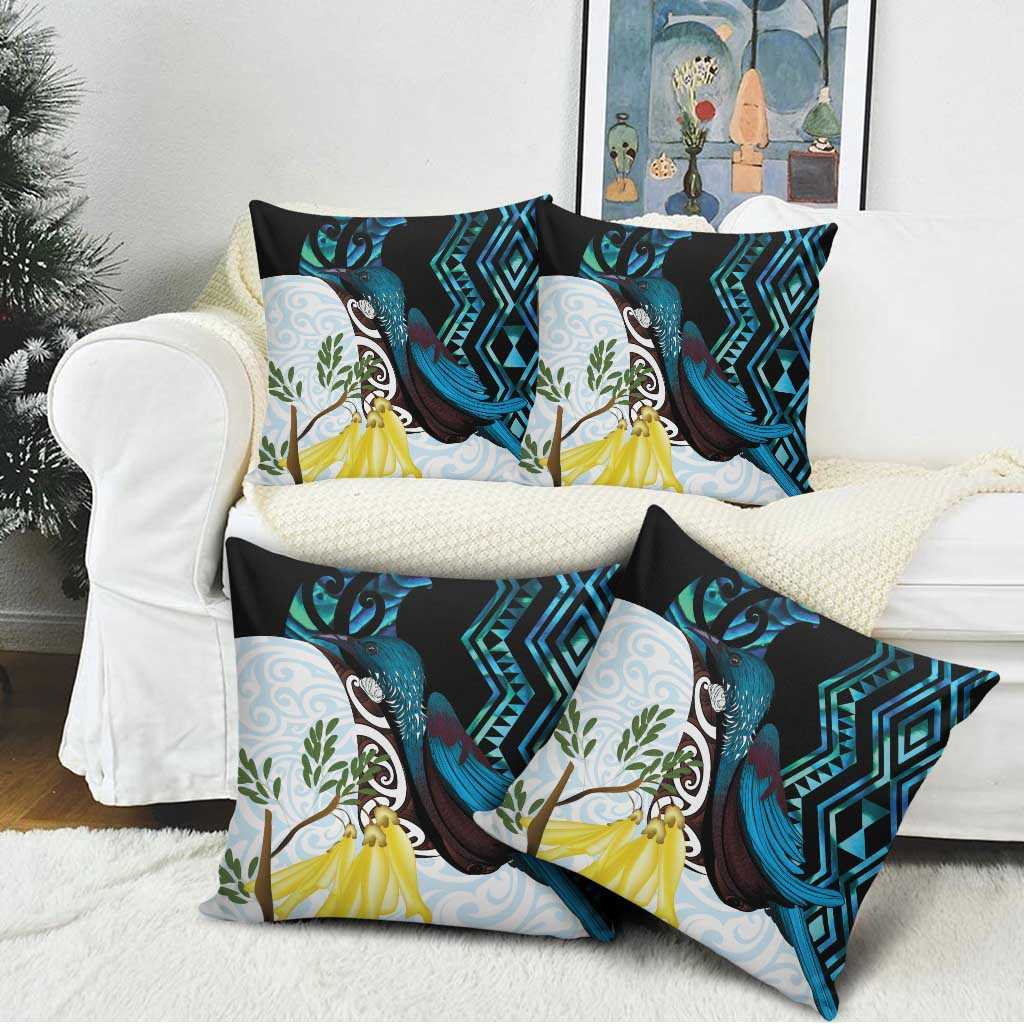 New Zealand Silver Fern Tui Bird Pillow Cover Maori Kowhai Paua Shell Taniko Motifs - Aussie Hoodie