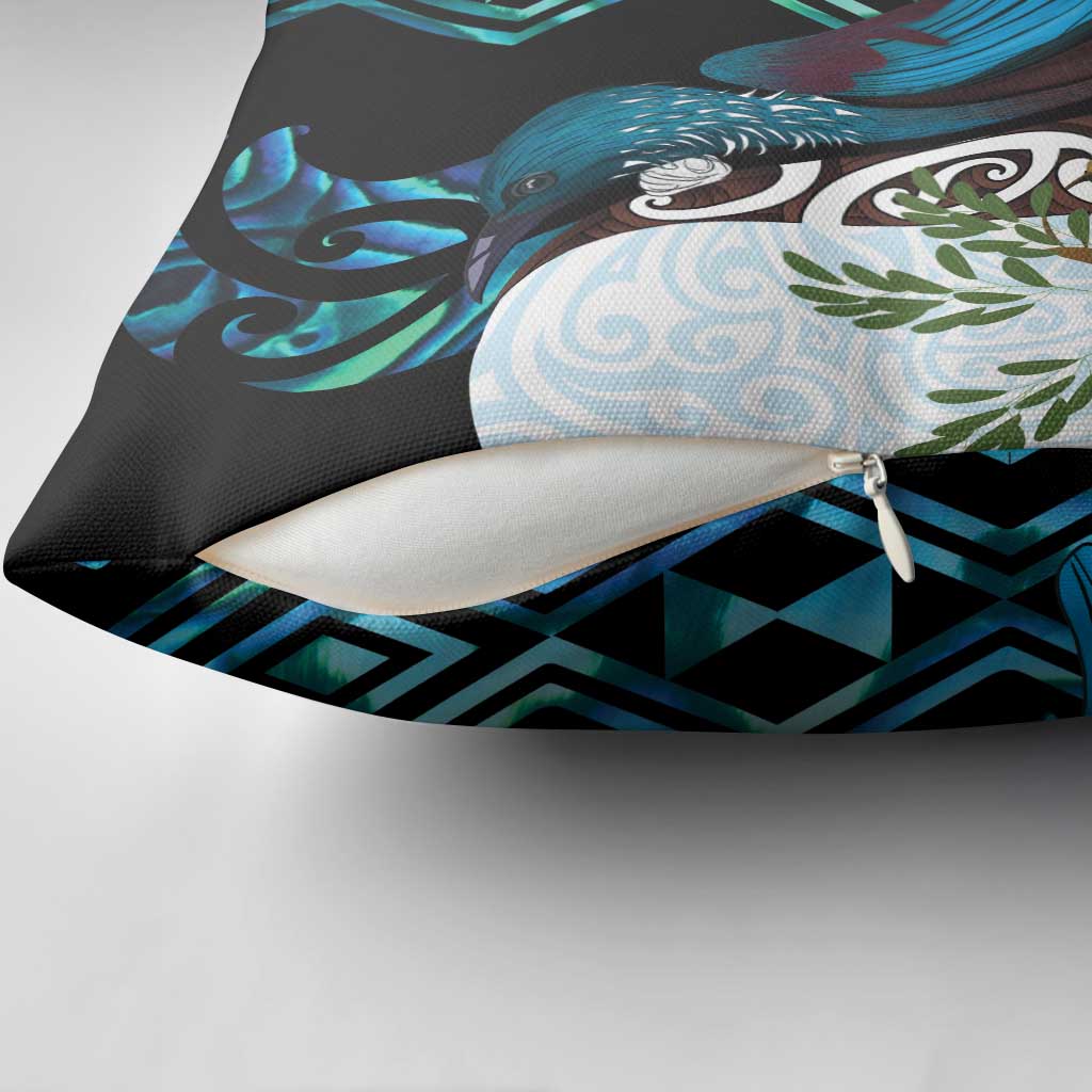 New Zealand Silver Fern Tui Bird Pillow Cover Maori Kowhai Paua Shell Taniko Motifs - Aussie Hoodie