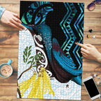 New Zealand Silver Fern Tui Bird Puzzle Maori Kowhai Paua Shell Taniko Motifs - Aussie Hoodie