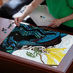 New Zealand Silver Fern Tui Bird Puzzle Maori Kowhai Paua Shell Taniko Motifs - Aussie Hoodie
