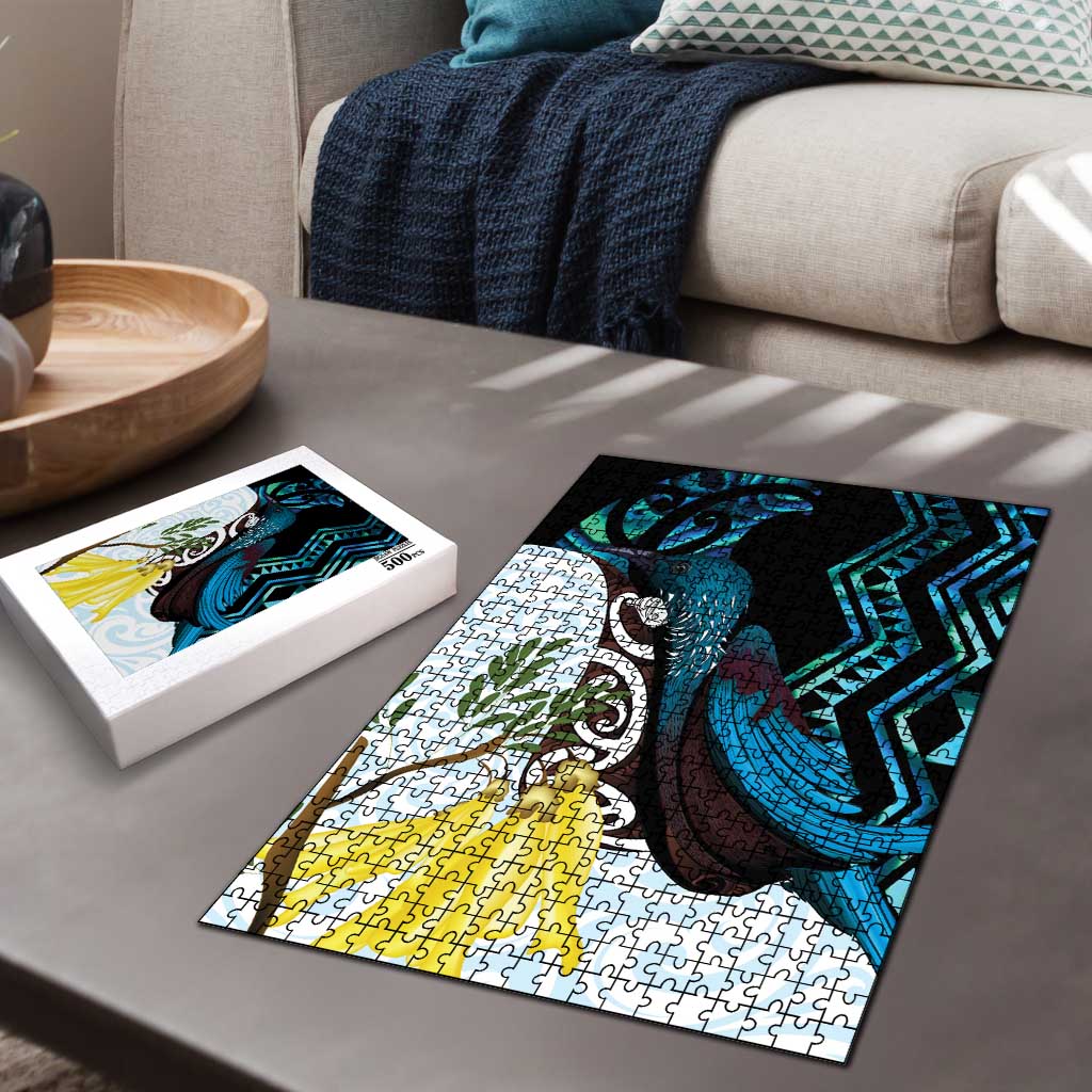 New Zealand Silver Fern Tui Bird Puzzle Maori Kowhai Paua Shell Taniko Motifs - Aussie Hoodie