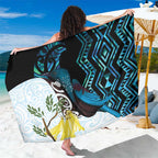 New Zealand Silver Fern Tui Bird Sarong Maori Kowhai Paua Shell Taniko Motifs