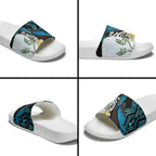 New Zealand Silver Fern Tui Bird Slide Sandals Maori Kowhai Paua Shell Taniko Motifs - Aussie Hoodie