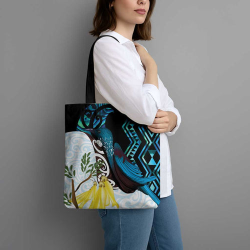 New Zealand Silver Fern Tui Bird Tote Bag Maori Kowhai Paua Shell Taniko Motifs - Aussie Hoodie