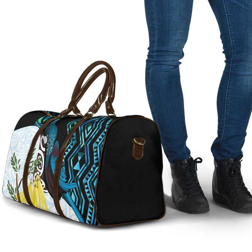New Zealand Silver Fern Tui Bird Travel Bag Maori Kowhai Paua Shell Taniko Motifs - Aussie Hoodie