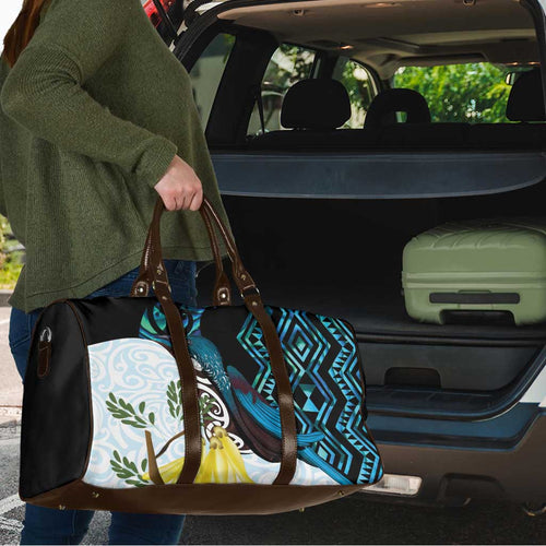 New Zealand Silver Fern Tui Bird Travel Bag Maori Kowhai Paua Shell Taniko Motifs - Aussie Hoodie
