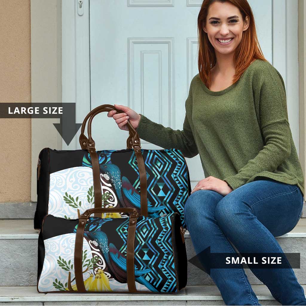New Zealand Silver Fern Tui Bird Travel Bag Maori Kowhai Paua Shell Taniko Motifs - Aussie Hoodie