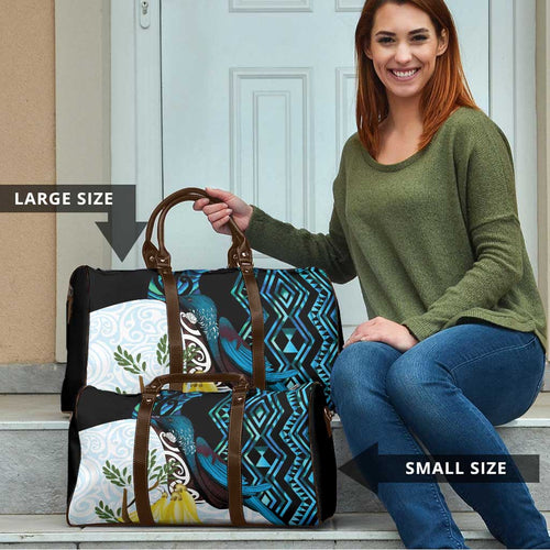 New Zealand Silver Fern Tui Bird Travel Bag Maori Kowhai Paua Shell Taniko Motifs - Aussie Hoodie