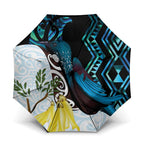 New Zealand Silver Fern Tui Bird Umbrella Maori Kowhai Paua Shell Taniko Motifs - Aussie Hoodie