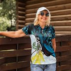 New Zealand Silver Fern Tui Bird Women Polo Shirt Maori Kowhai Paua Shell Taniko Motifs
