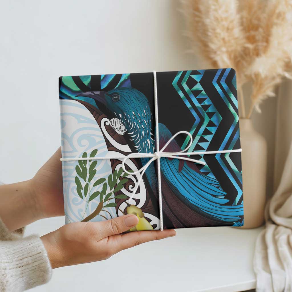 New Zealand Silver Fern Tui Bird Wrapping Paper Maori Kowhai Paua Shell Taniko Motifs - Aussie Hoodie