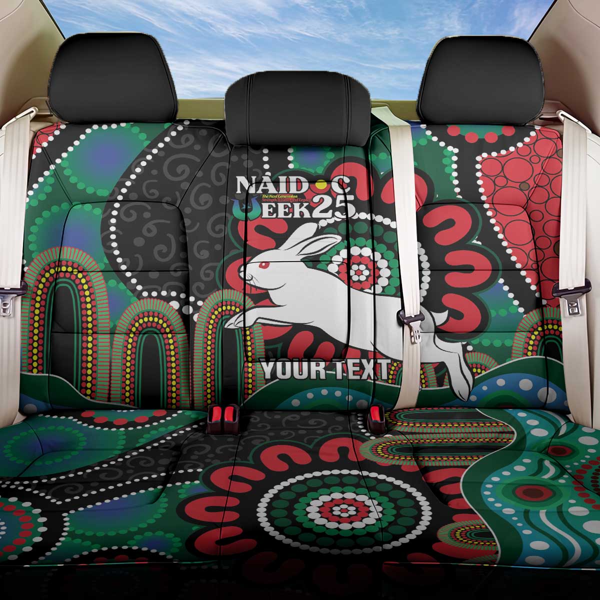 Custom NAIDOC Week 2025 Rabbitohs Back Car Seat Cover Go Souths Indigenous Art