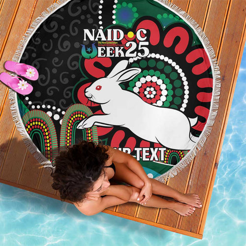 Custom NAIDOC Week 2025 Rabbitohs Beach Blanket Go Souths Indigenous Art