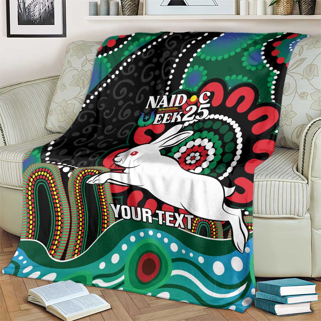 Custom NAIDOC Week 2025 Rabbitohs Blanket Go Souths Indigenous Art