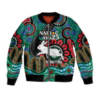 Custom NAIDOC Week 2025 Rabbitohs Bomber Jacket Go Souths Indigenous Art