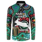 Custom NAIDOC Week 2025 Rabbitohs Button Sweatshirt Go Souths Indigenous Art