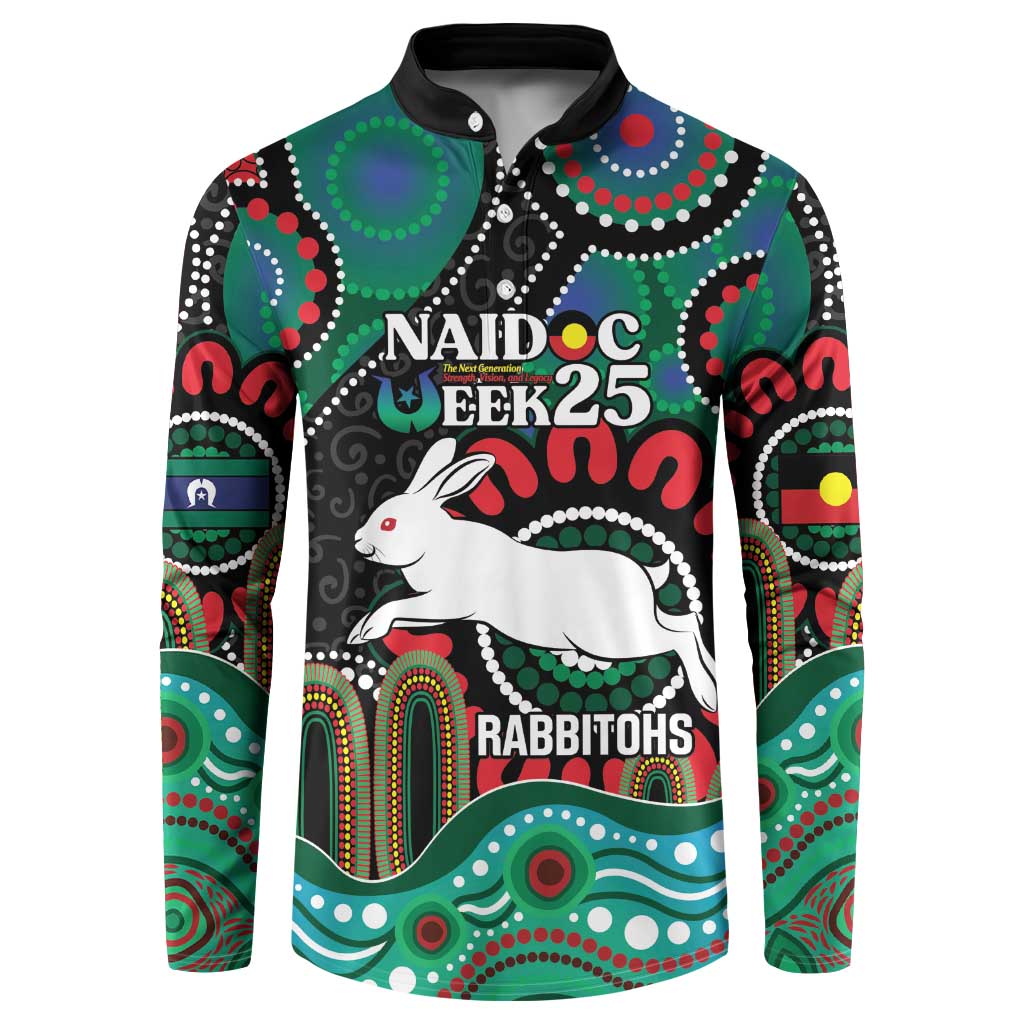 Custom NAIDOC Week 2025 Rabbitohs Button Sweatshirt Go Souths Indigenous Art