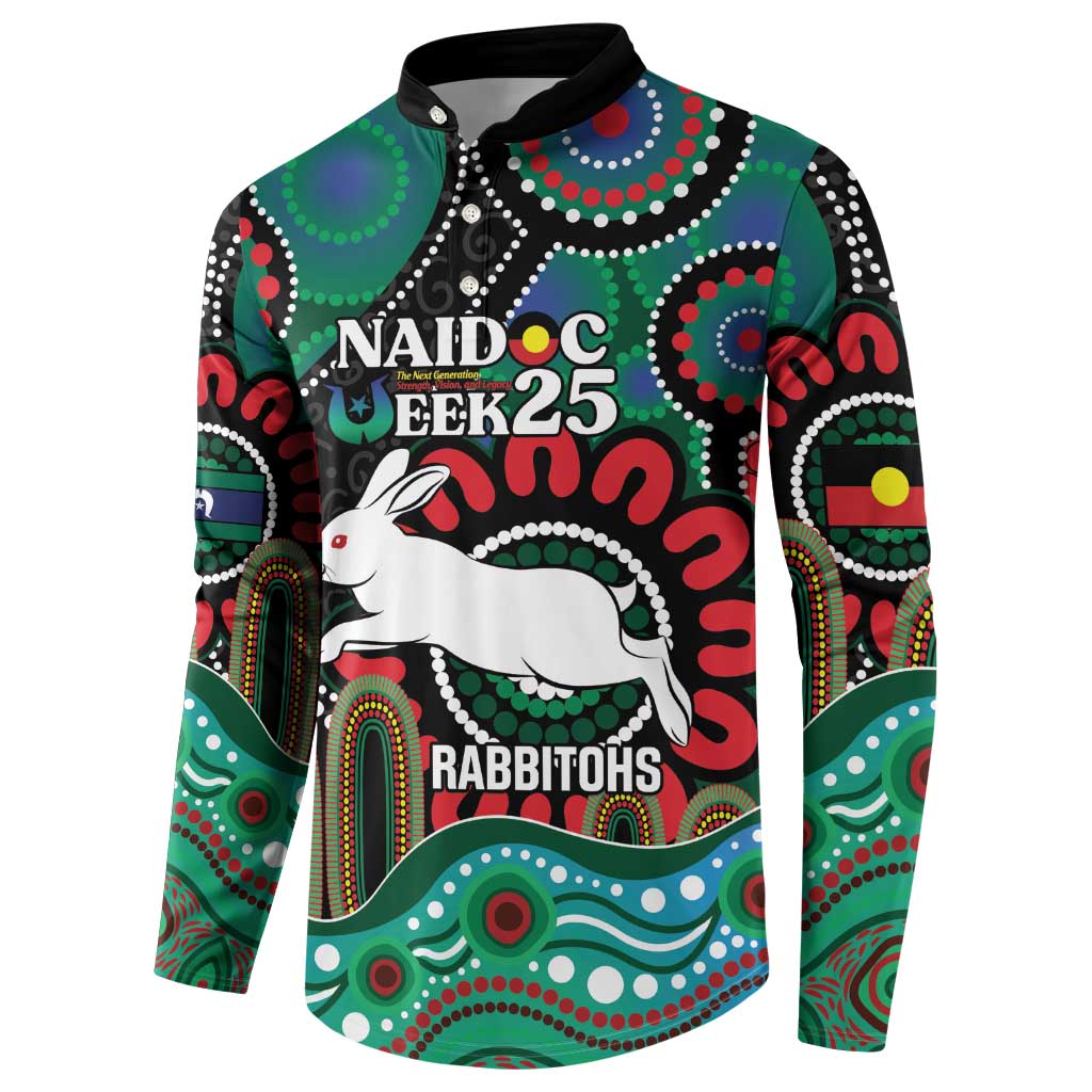 Custom NAIDOC Week 2025 Rabbitohs Button Sweatshirt Go Souths Indigenous Art
