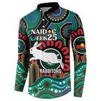 Custom NAIDOC Week 2025 Rabbitohs Button Sweatshirt Go Souths Indigenous Art