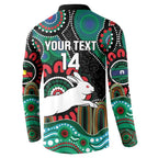 Custom NAIDOC Week 2025 Rabbitohs Button Sweatshirt Go Souths Indigenous Art