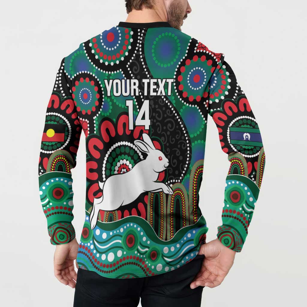 Custom NAIDOC Week 2025 Rabbitohs Button Sweatshirt Go Souths Indigenous Art