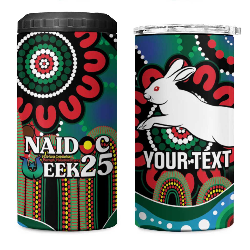 Custom NAIDOC Week 2025 Rabbitohs 4 in 1 Can Cooler Tumbler Go Souths Indigenous Art