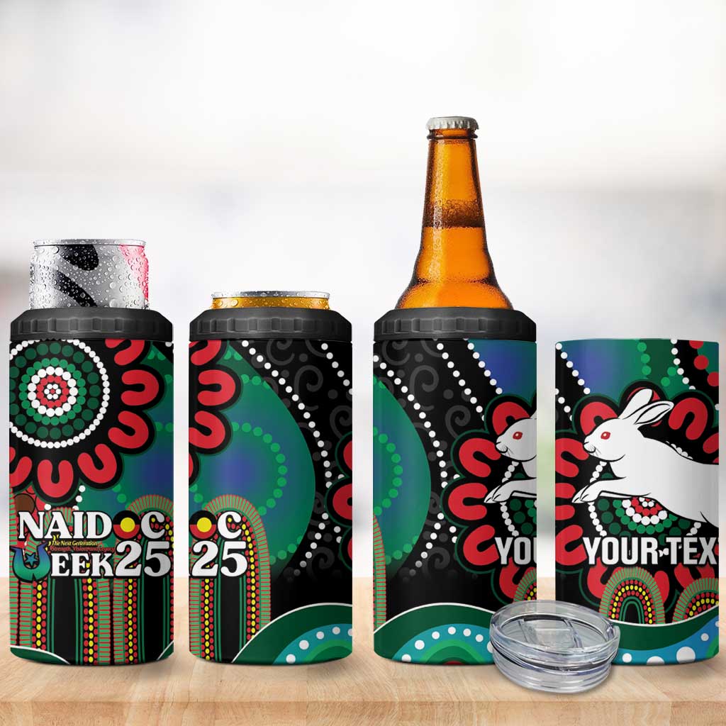Custom NAIDOC Week 2025 Rabbitohs 4 in 1 Can Cooler Tumbler Go Souths Indigenous Art