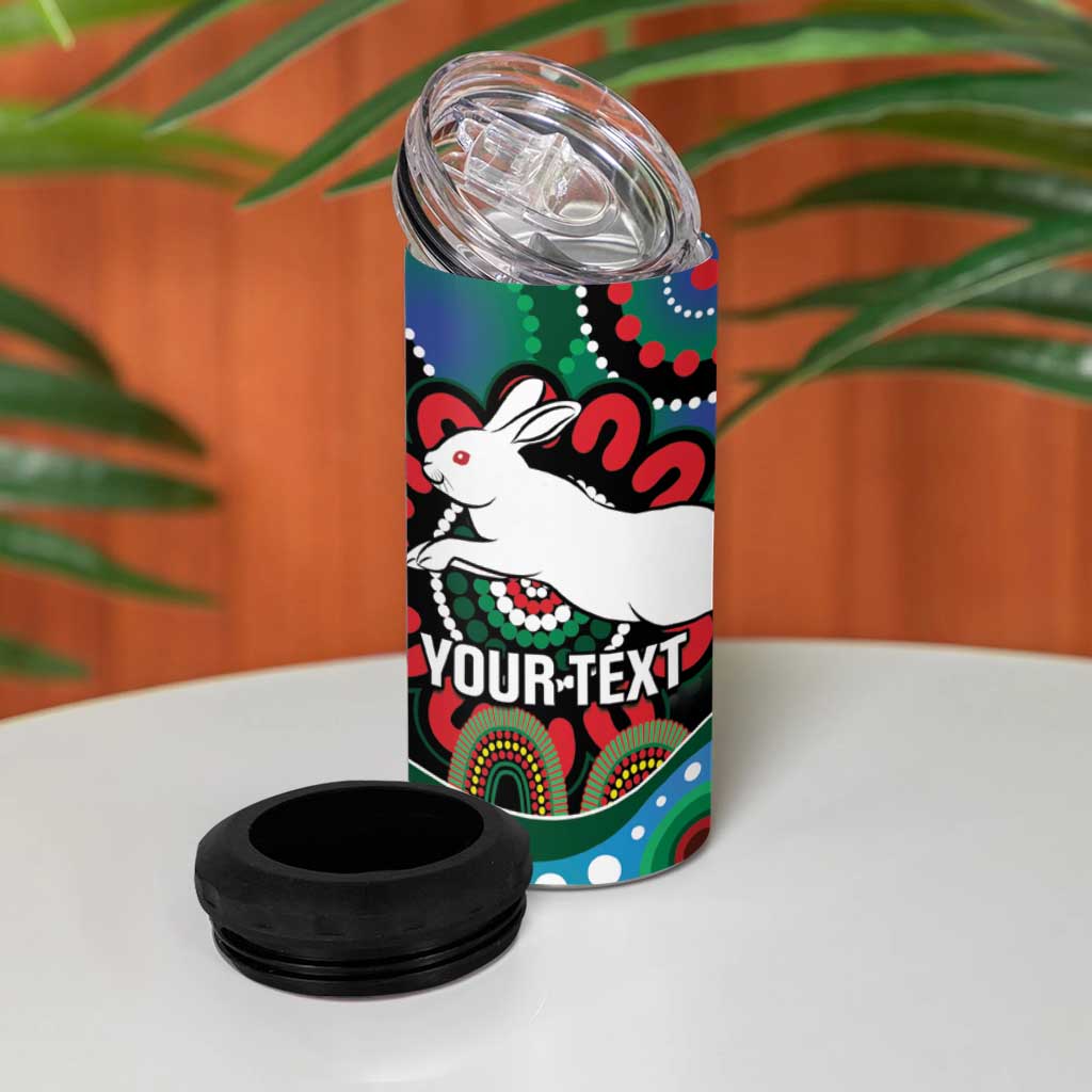 Custom NAIDOC Week 2025 Rabbitohs 4 in 1 Can Cooler Tumbler Go Souths Indigenous Art