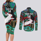 Custom NAIDOC Week 2025 Rabbitohs Couples Matching Long Sleeve Bodycon Dress and Long Sleeve Button Shirt Go Souths Indigenous Art